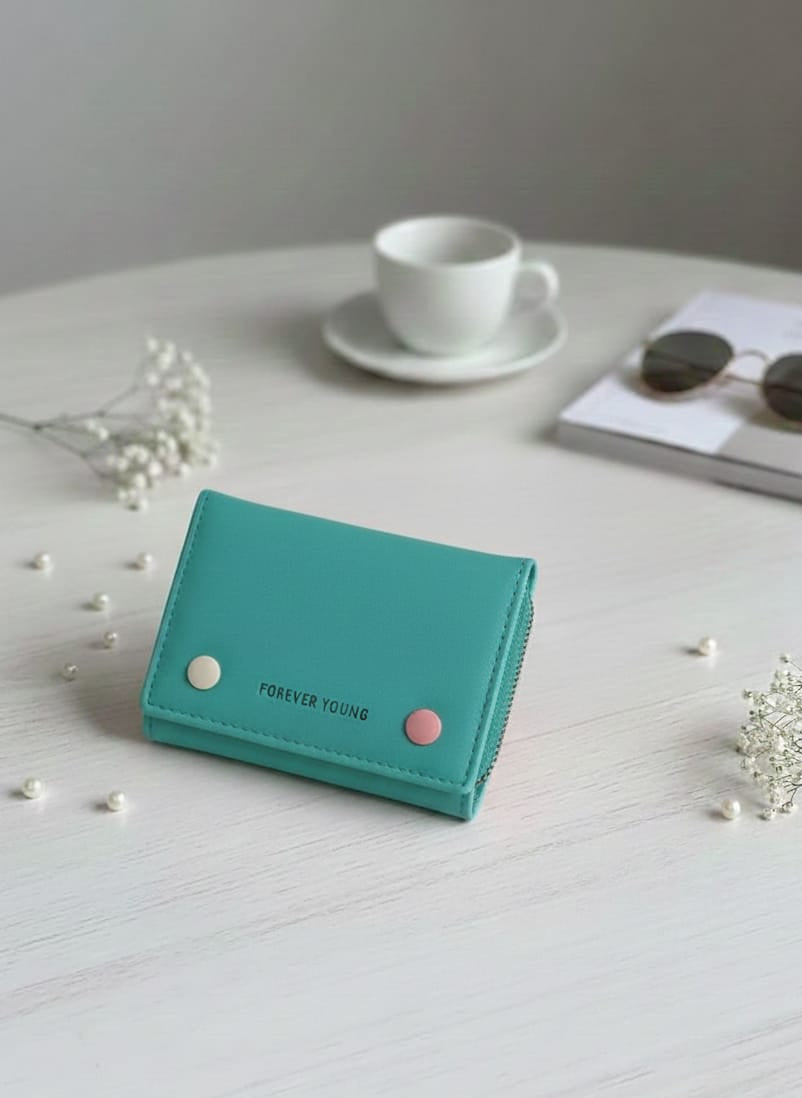 Forever Young" Mint Compact Wallet