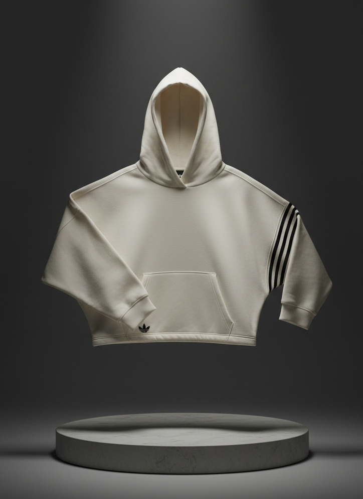 Adidas: Minimalist "3-Stripe" Crop Hoodie