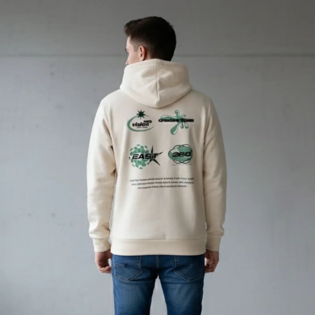 Men’s Beige "ERST" Essential Graphic Hoodie