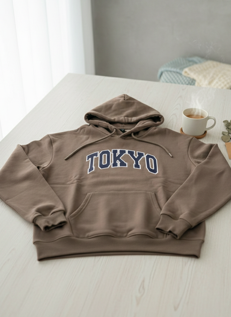 Tokyo Varsity Hoodie - Mocha Edition