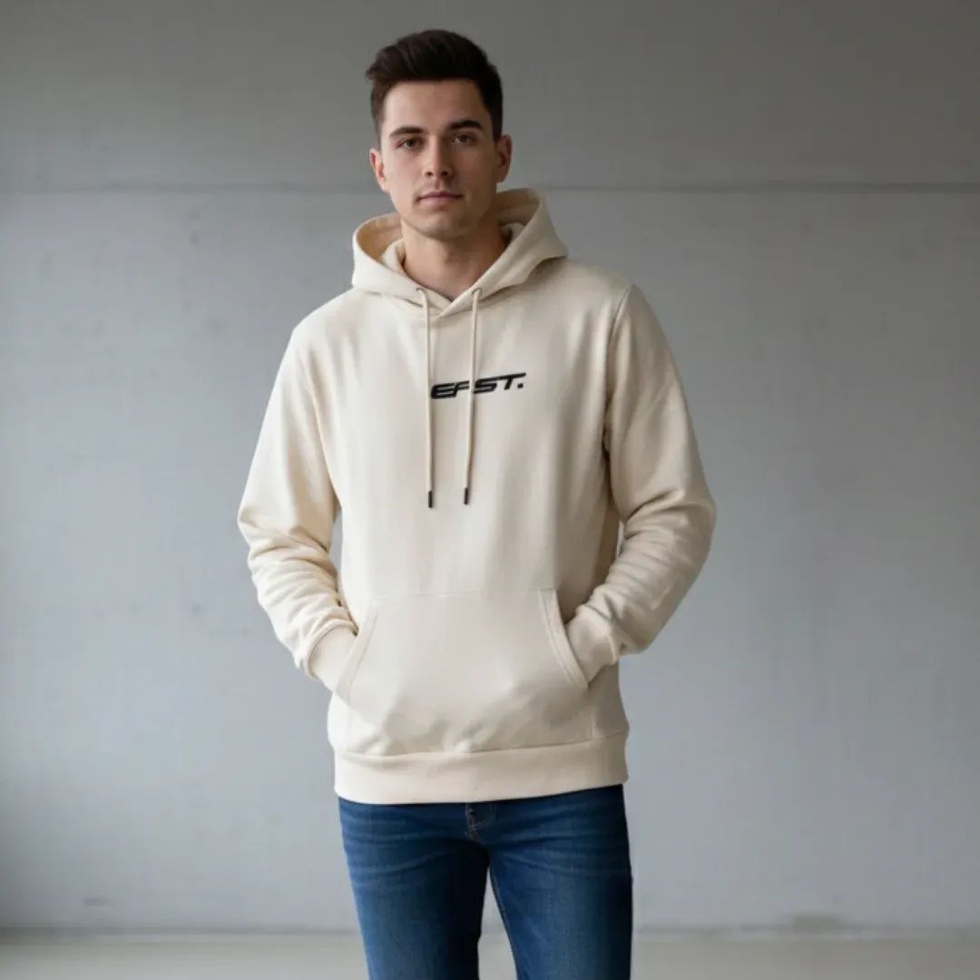Men’s Beige "ERST" Essential Graphic Hoodie