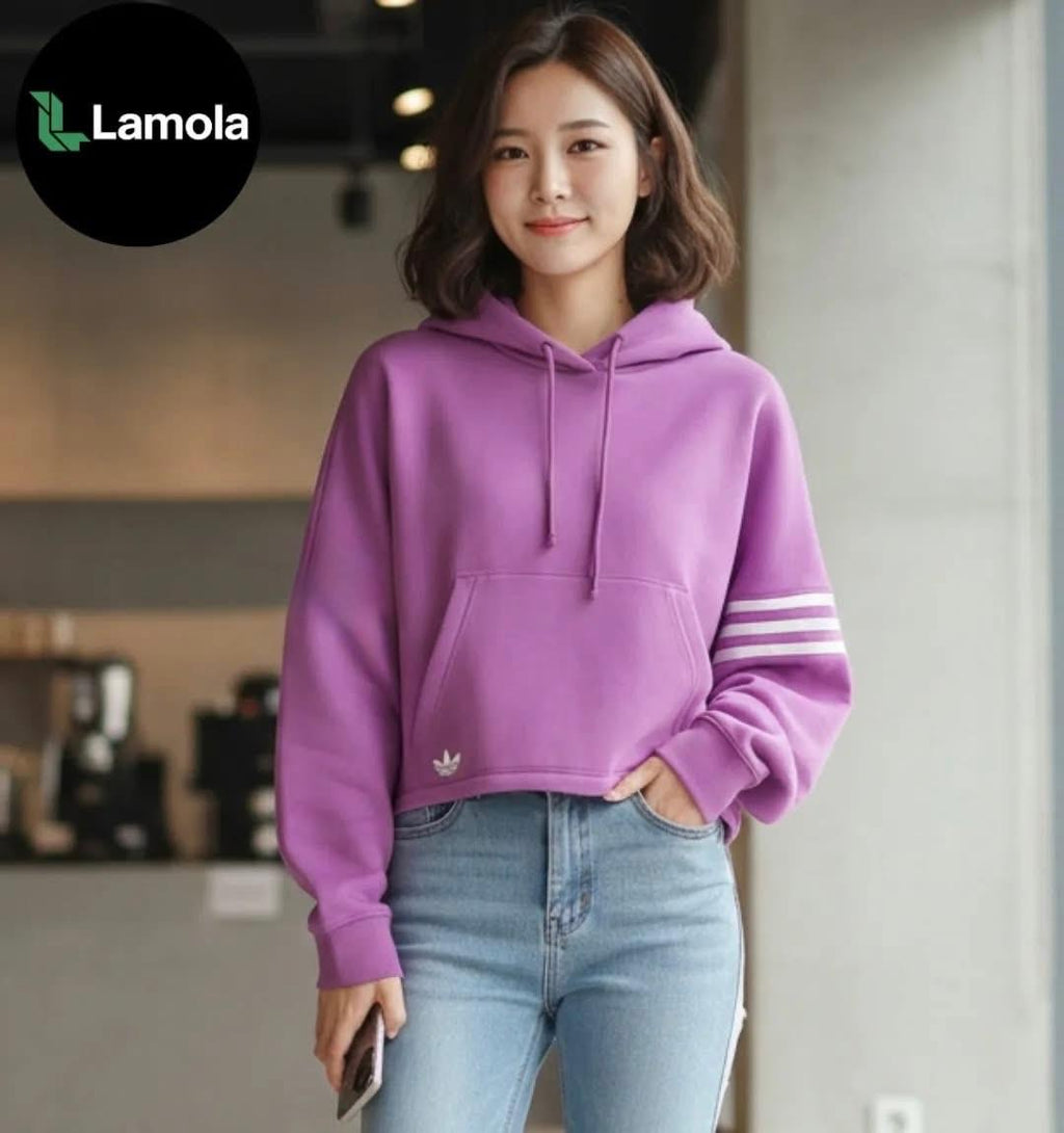 Adidas Originals "Lavender Dream" Cropped Hoodie