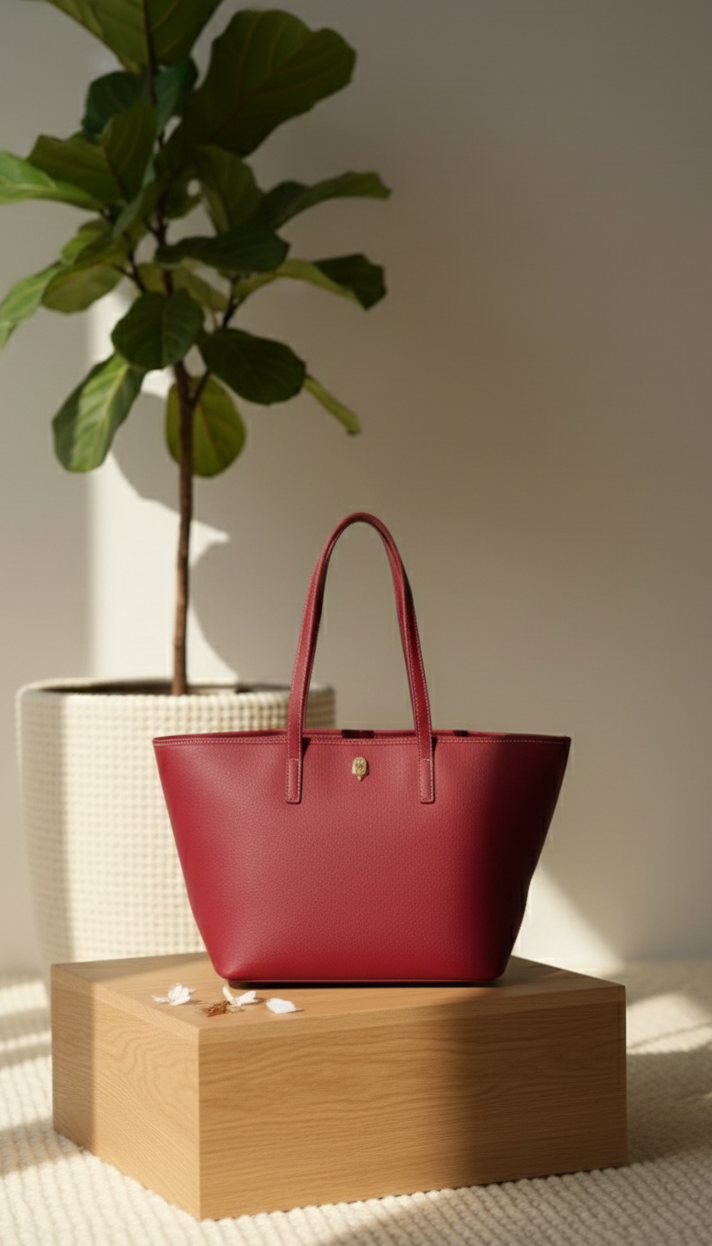Lusso | Crimson Pure Leather Tote